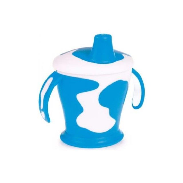 CANPOL BABY NON SPILL CUP WITH HANDLES "COW" - BLUE